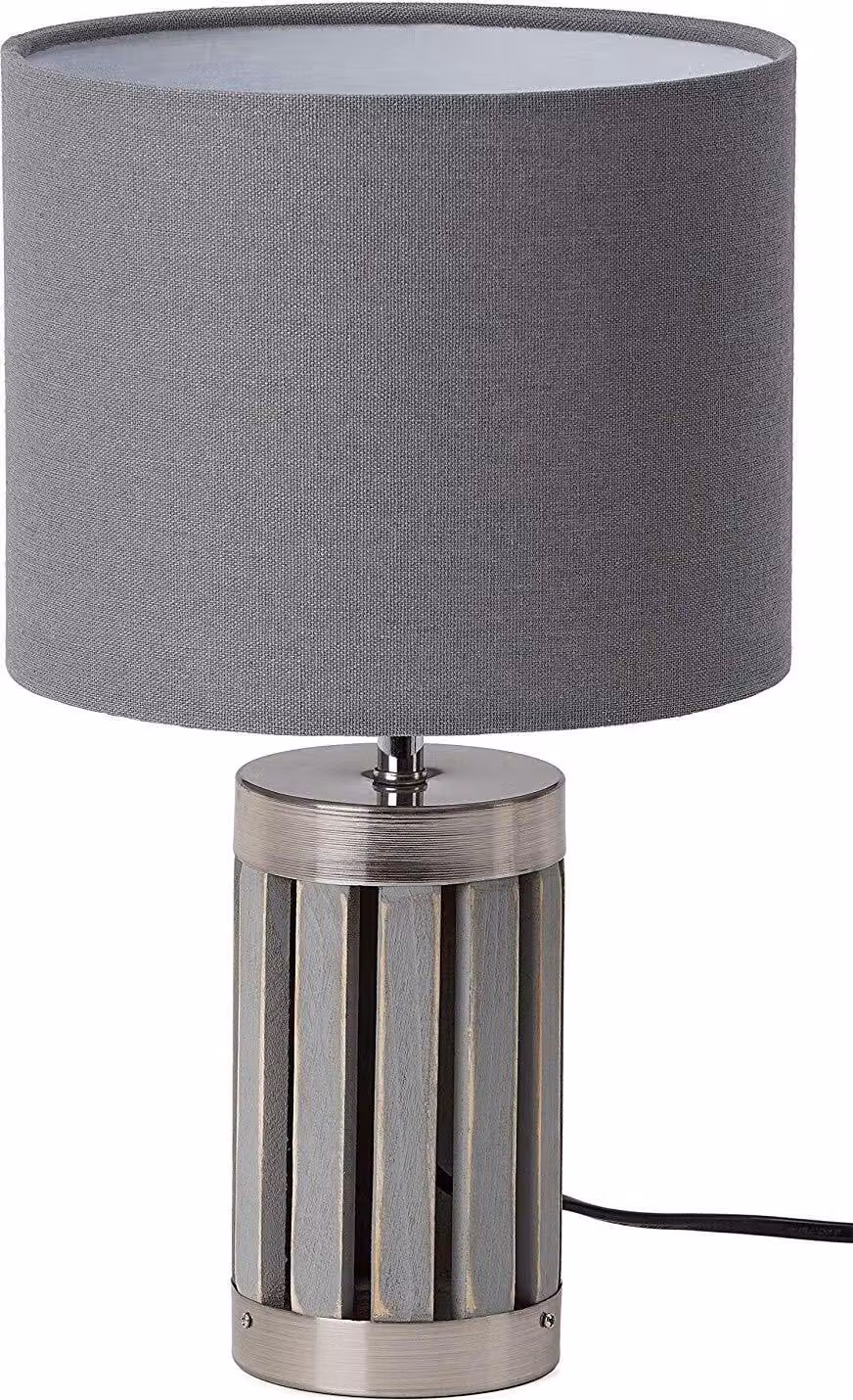 BRUBAKER Lampada da tavolo o da comodino - Altezza 33 cm - Legno grigio / base in metallo