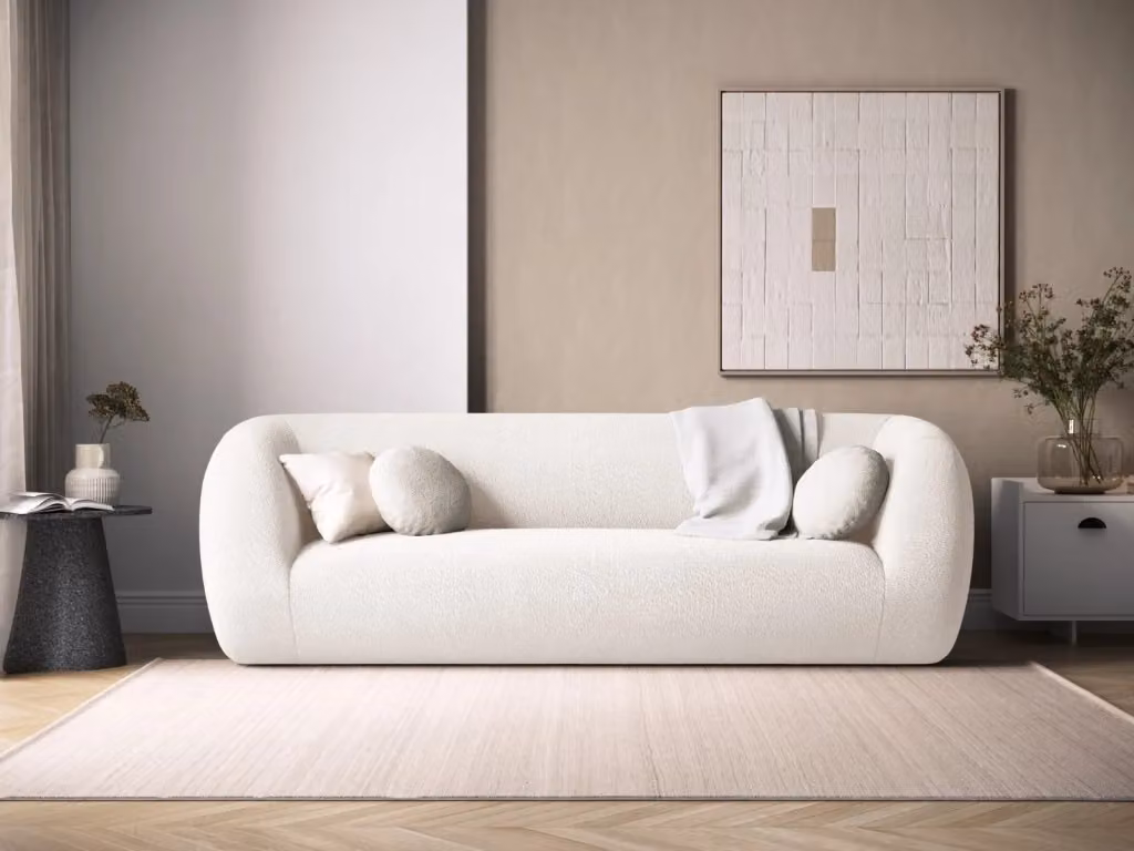 Divano Essen da 3 posti Cosmopolitan Design in bouclé bianco per il tuo soggiorno – 2