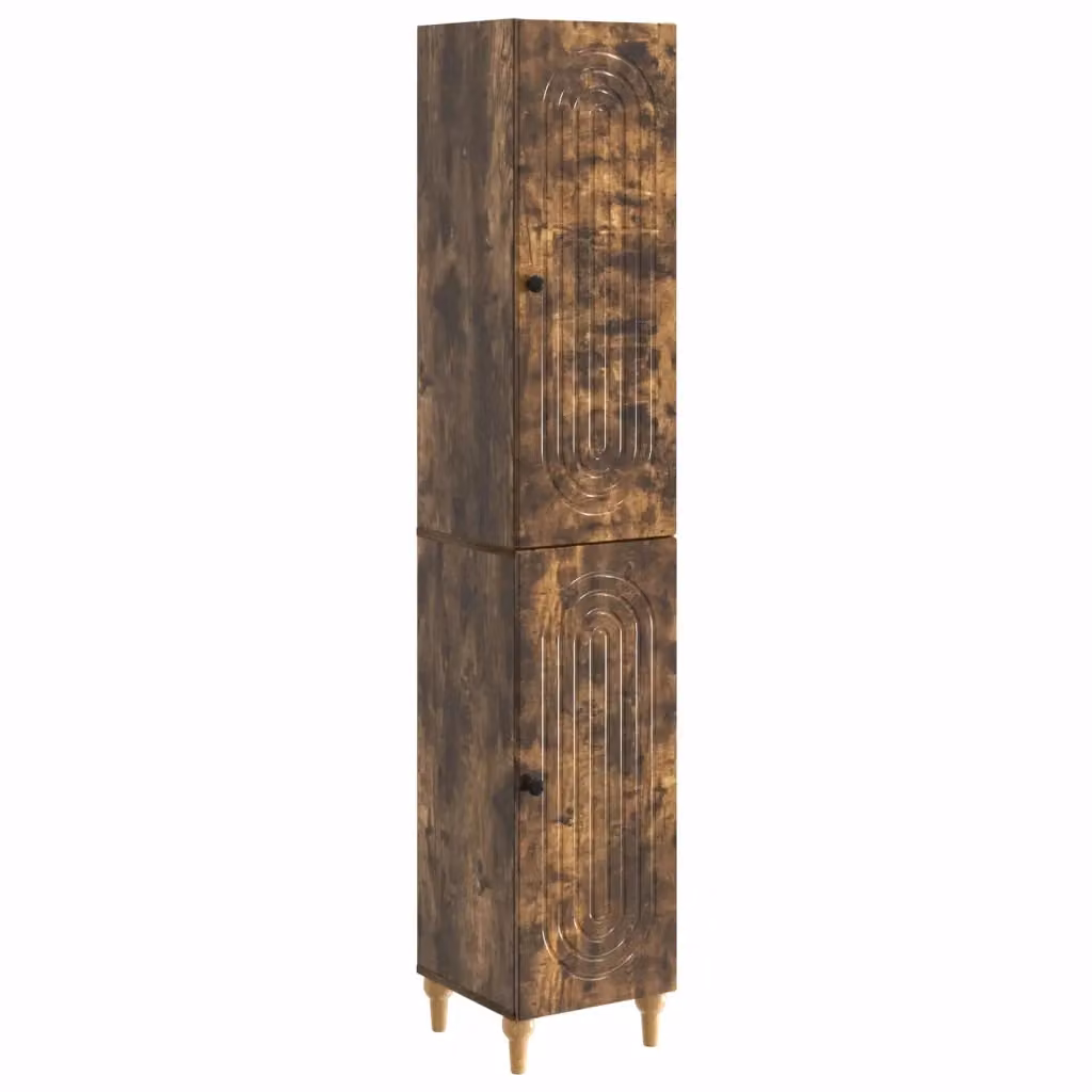 Set di 2 armadi moderni vidaXL in legno ingegnerizzato color rovere fumo con illuminazione integrata e montaggio a parete – 2
