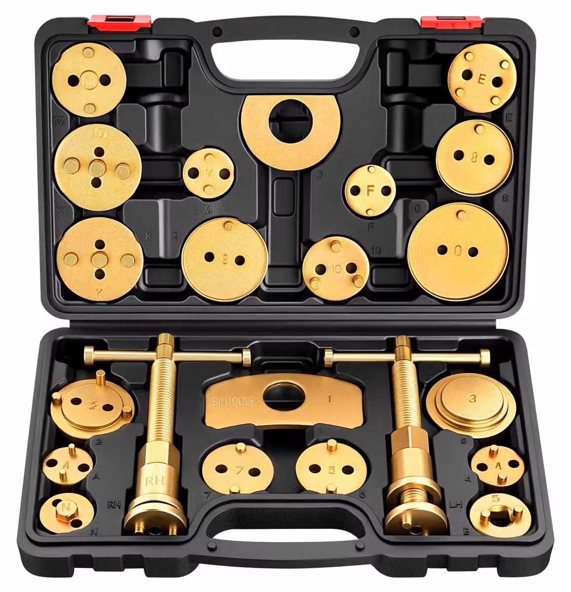 Set professionale di strumenti per la compressione con calibro, completo di 18 adattatori