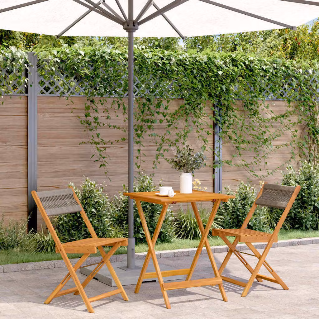 Maison Exclusive - Set da bistrot 3 pezzi, grigio, in polipropilene e legno massello