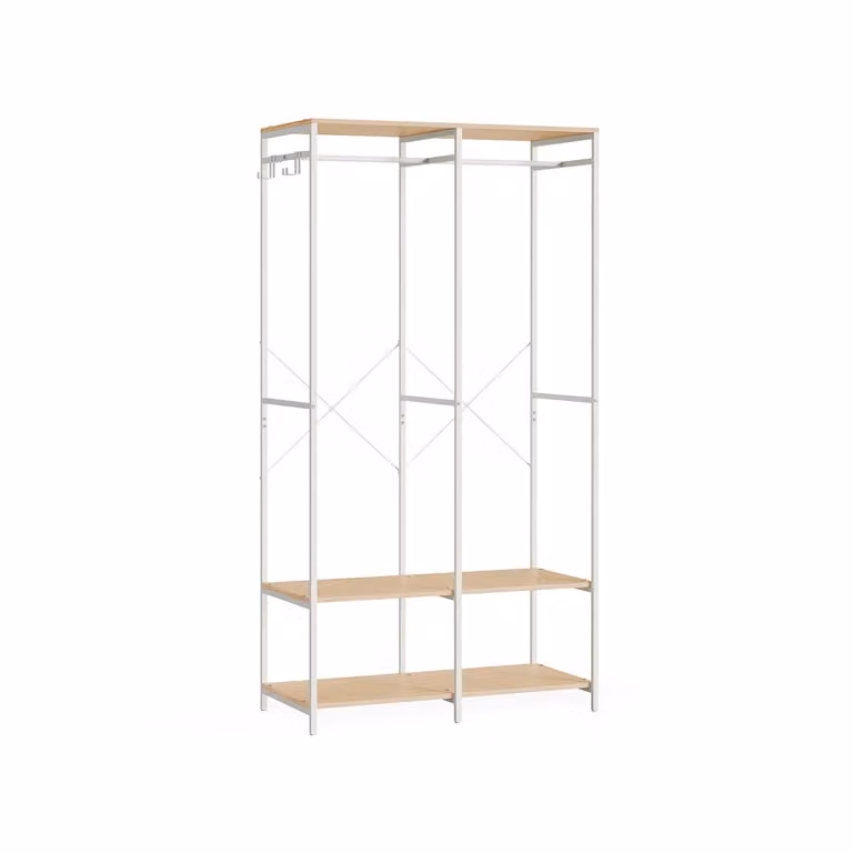 Guardaroba Portatile 40 x 141 x 180 cm Marrone Vintage, Beige Naturale / 40 x 94,5 x 180 cm