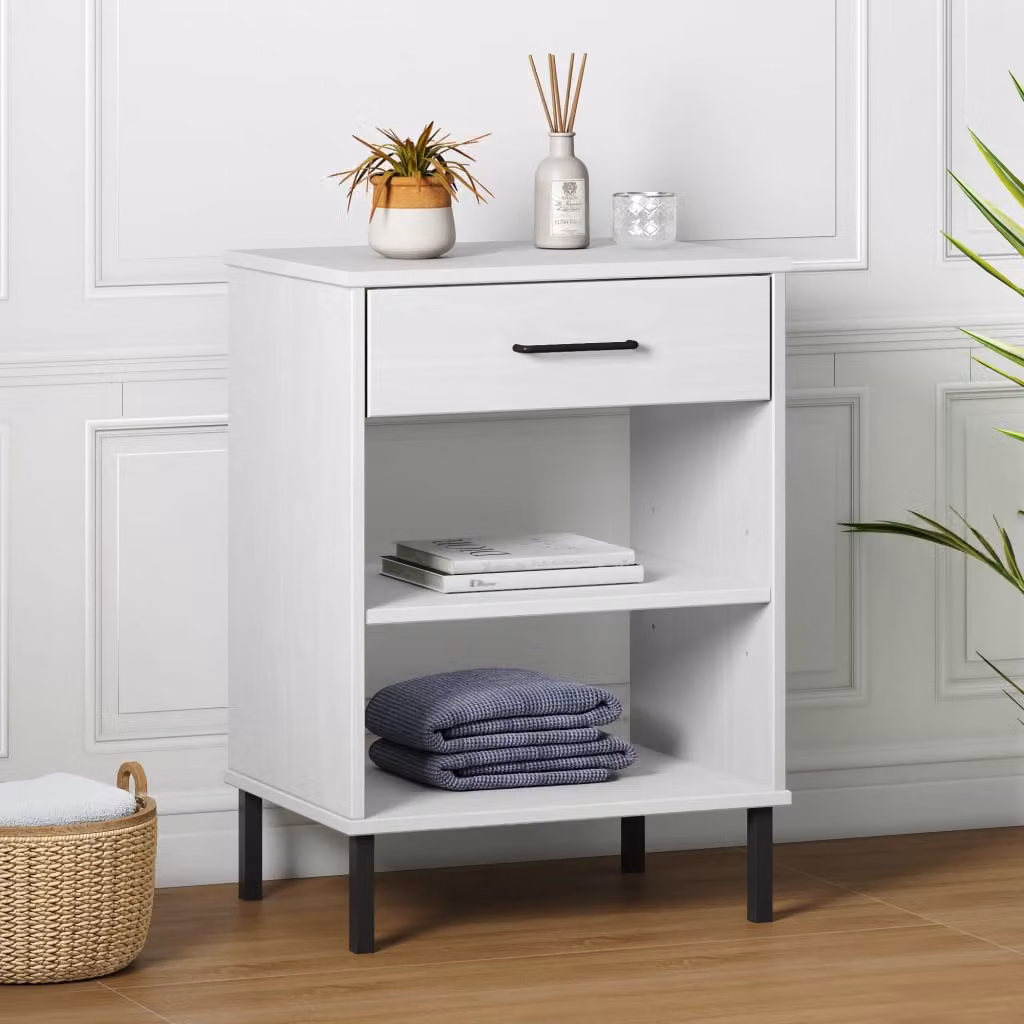 Consolle Mobile vidaXL OSLO in Legno di Pino e Metallo Bianco