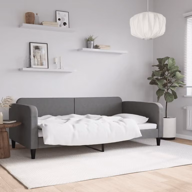 vidaXL Letto da Giorno Moderno in Tessuto Grigio L: 100 cm, P: 200 cm, H: 75 cm