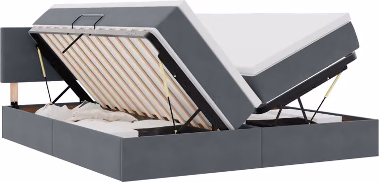 Letto con contenitore LED e materasso Grigio Scuro 180 x 200 cm