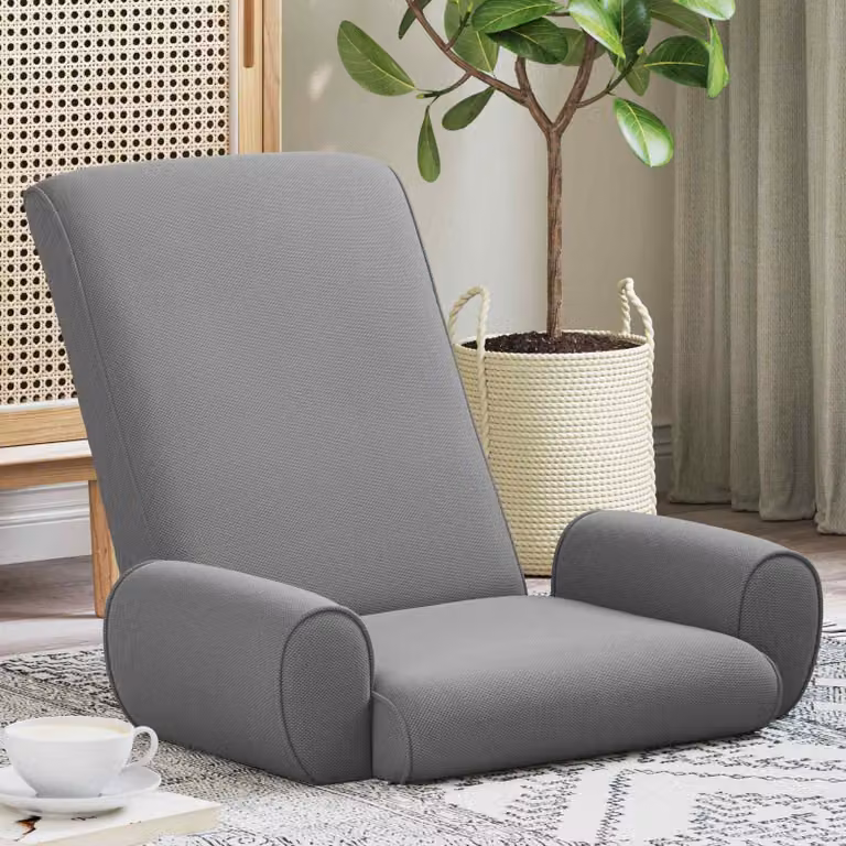 Sedia da pavimento regolabile vidaXL in velluto grigio scuro con struttura moderna