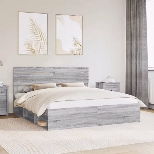 Struttura letto in pino massello vidaXL Grigio L: 180 cm, P: 200 cm, H: 100 cm – 1