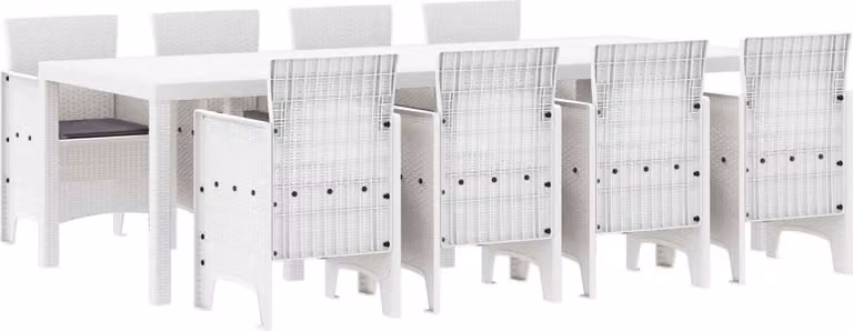 Set da Pranzo per Giardino 9 pcs Grigio chiaro Polipropilene