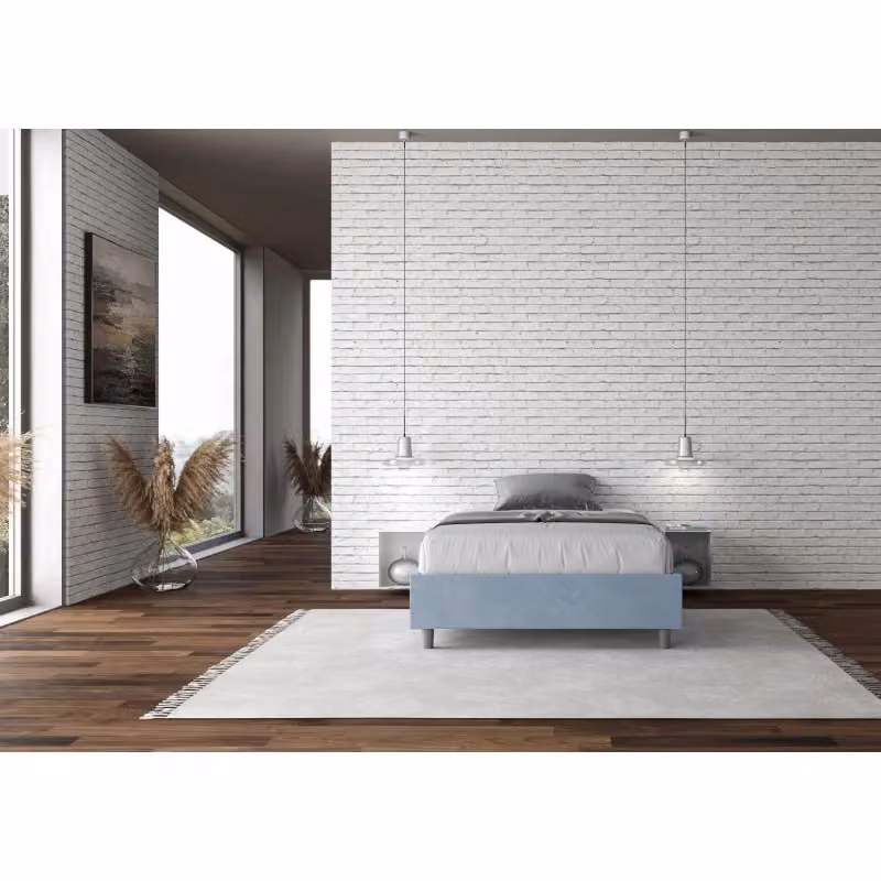 Letto imbottito con contenitore Azelia Ityhome in microfibra azzurro L/P/H: 130 x 210 x 39 cm – 2