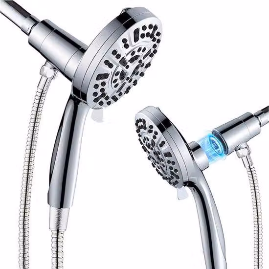 Doccetta con 10 impostazioni di getto, finitura cromata, ugelli antiusura, funzione integrata a getto potente per la pulizia di vasche da bagno, pareti e modanature a soffitto, doppio ugello integrato a getto potente (argento).
