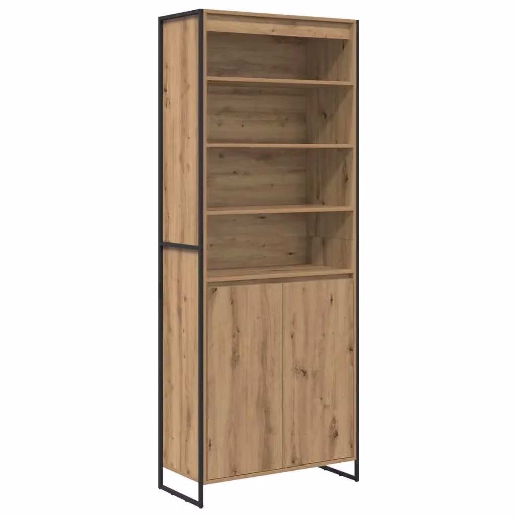 Set di 2 armadi alti vidaXL in stile industriale in legno e metallo color rovere, L: 79 cm, P: 36 cm, H: 200 cm – 2