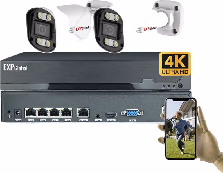 Sistema di telecamere di sicurezza per esterni, risoluzione 5MP, visione notturna intelligente a colori, canale, 1x4CH 2x5MP, 1T