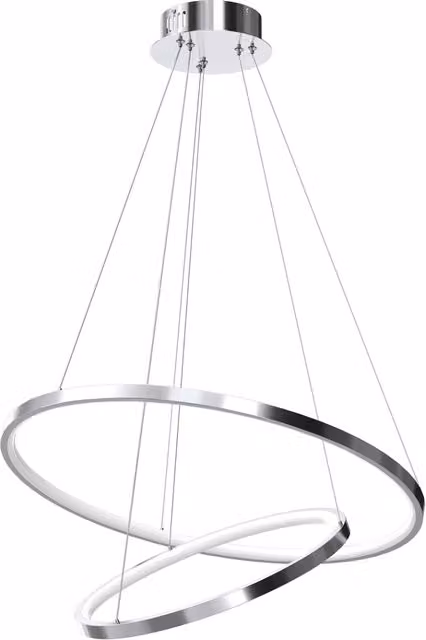 Lampada sospesa a doppio anello Milagro HOOP cromata con LED 51W 4000K regolabile in altezza