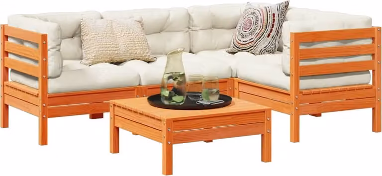 Maison Exclusive - Set Divani Giardino 5pz con Cuscini Marrone Cera Massello Pino