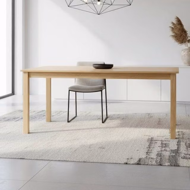 Tavolo rettangolare moderno in legno color rovere marrone L: 140 cm, P: 80 cm, H: 74 cm