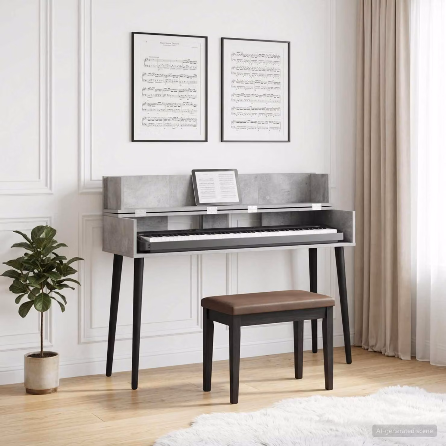 Scrivania da studio moderna vidaXL in MDF laminato Grigio, L 130 x P 40 x H 19,5 cm