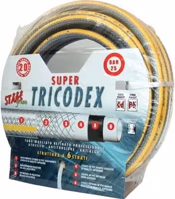 Tubo di irrigazione magliato Super Tricodex Stars in PVC e poliestere, diametro 19 mm, lunghezza 50 m