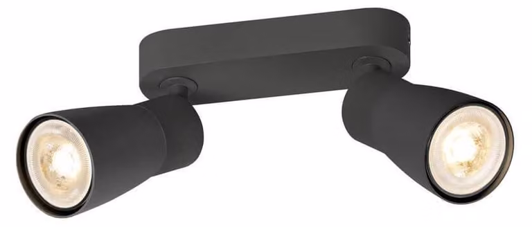 SLV PURI 2.0 Cupola, plafoniera da parete e soffitto, lunga, 2 x max. 6W GU10, nero 1008369