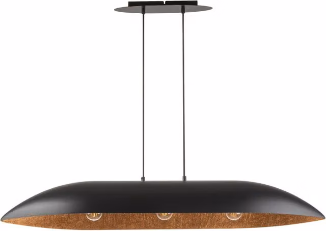Lampada a sospensione Gondola nero/rame 3 luci E27 Sigma