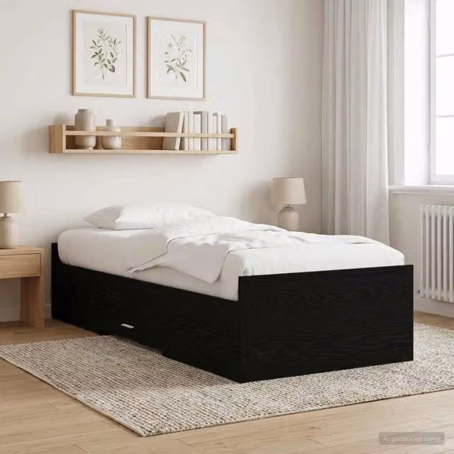 Telaio letto con contenitore vidaXL con cassetti, colore nero, L 200 x P 80 x H 83 cm – 1