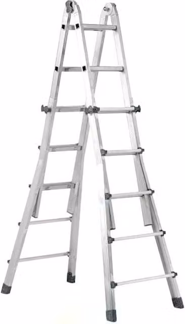 Scala Telescopica in Alluminio Argento 5+5 Gradini con Altezza Estesa 5m e Altezza Ripiegata 1,2m, Capacità di Carico 150kg