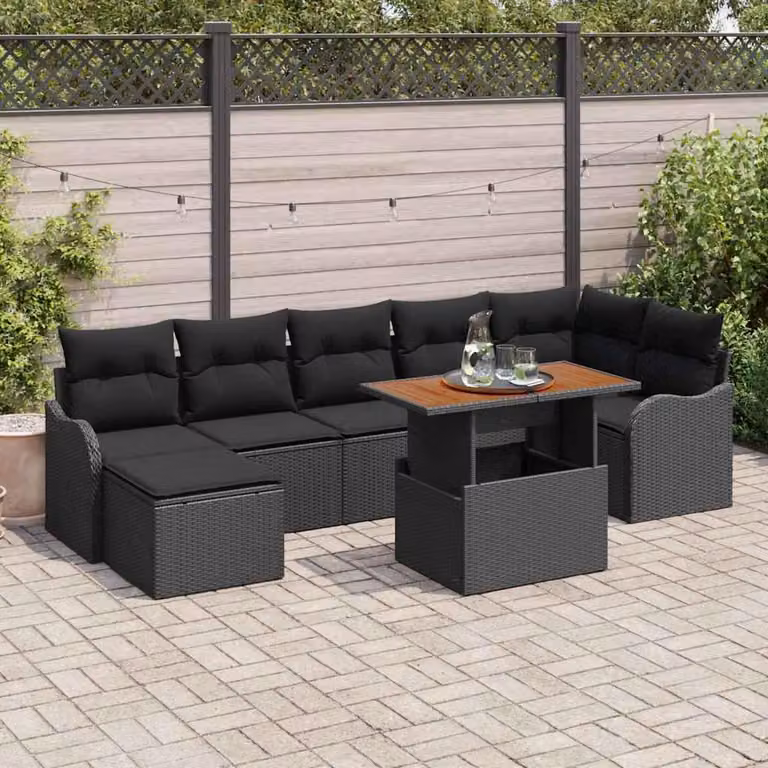 Maison Exclusive - Set da giardino composto da 8 pezzi, colore nero