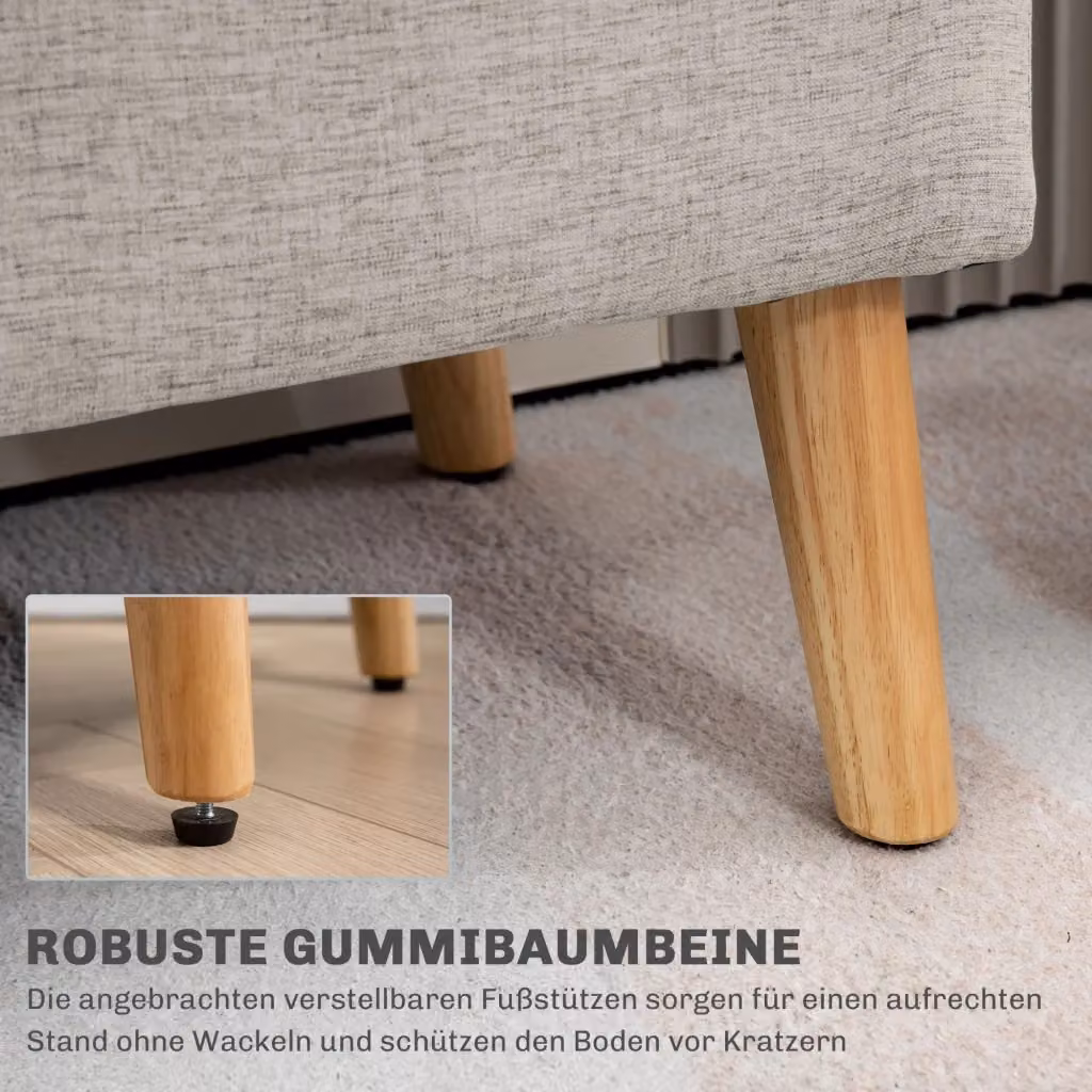 Panca contenitore scandinava OKWISH in tessuto beige con seduta ribaltabile e vano portaoggetti L: 120 cm, P: 39 cm, H: 45 cm – 2