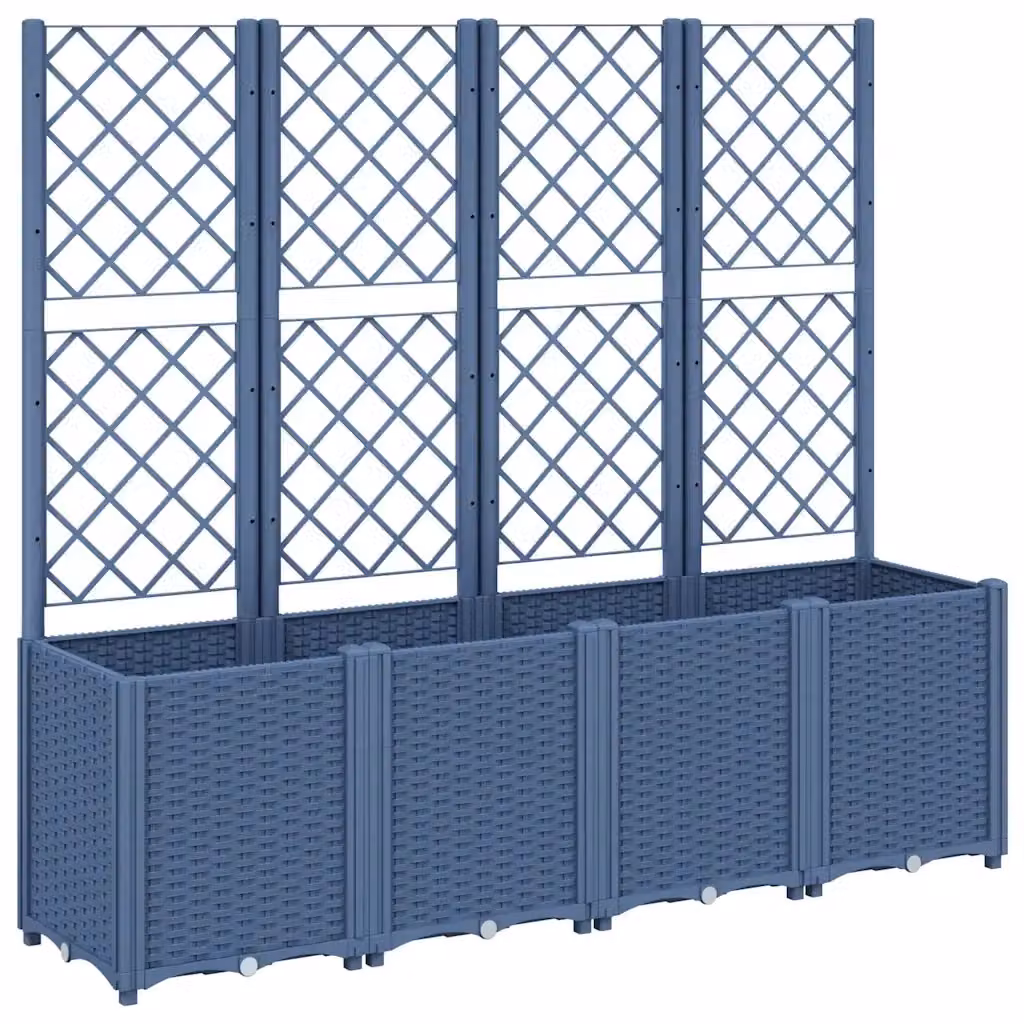 Fioriera da giardino con traliccio vidaXL in plastica, Grigio Blu, L 160 cm x P 40 cm x H 140 cm – 2