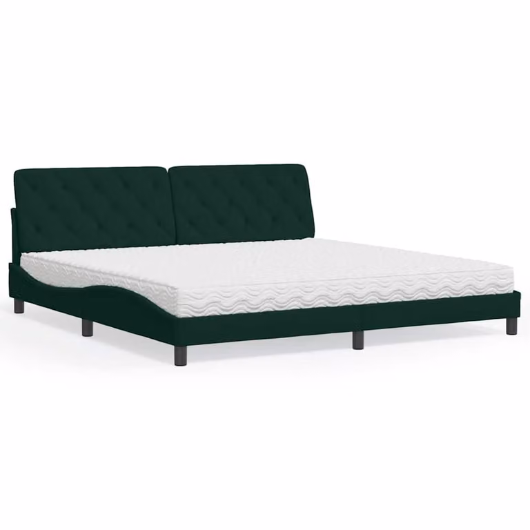 Letto con Materasso vidaXL in Velluto Verde Scuro L/P/H: 200 x 200 x 74,5 cm