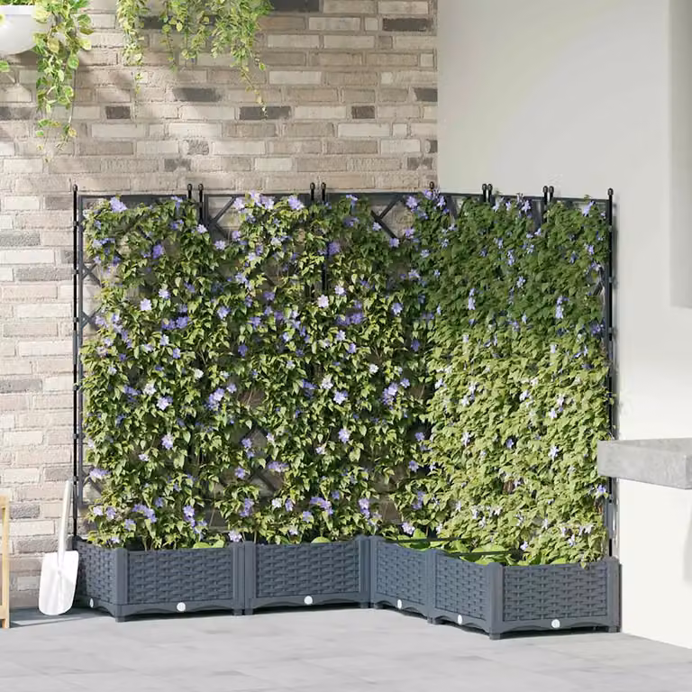 Set di 5 vasi da giardino vidaXL in plastica, colore grigio chiaro, L: 120 cm, P: 120 cm, H: 125,5 cm