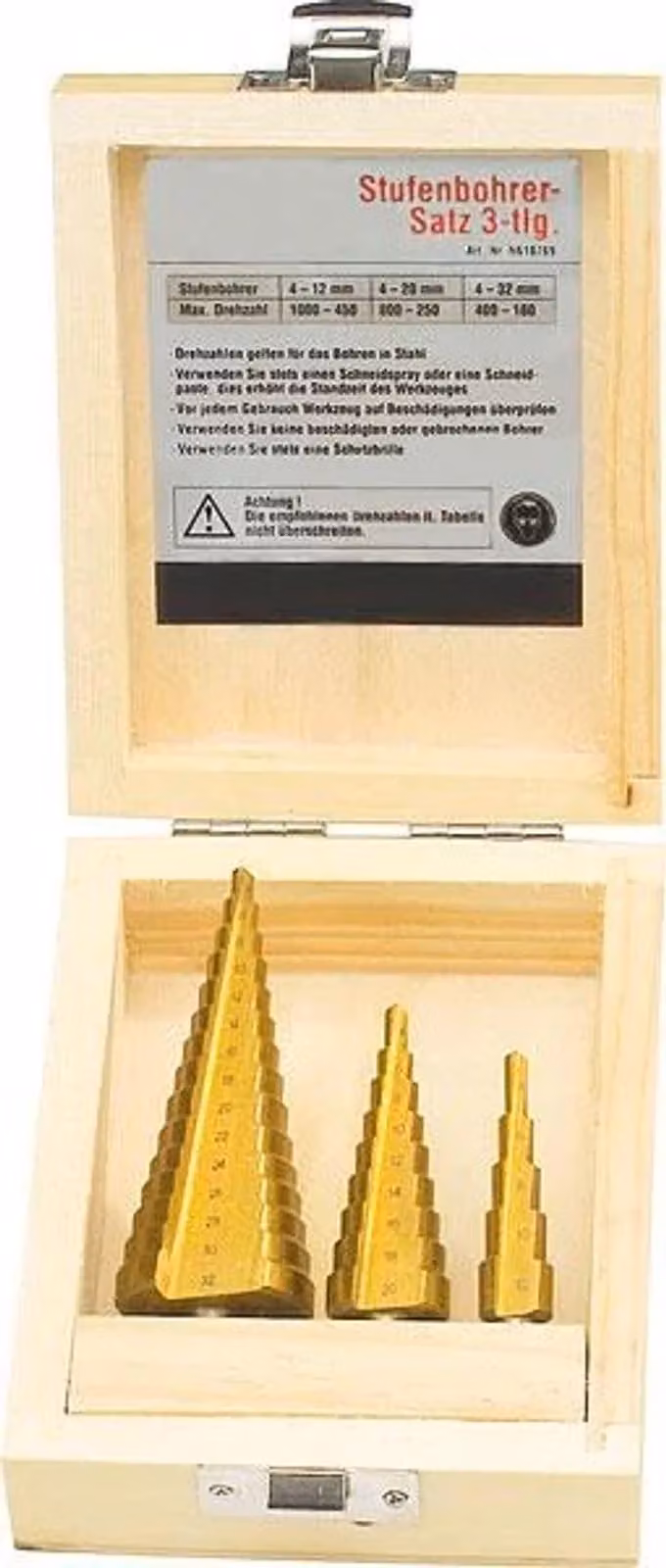 Set Frese a Scalino 3 Pezzi Titanio 4-32 mm per Metalli e Plastica