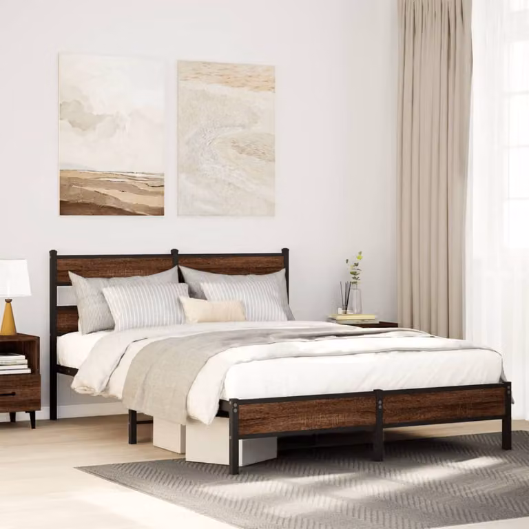 vidaXL Giroletto senza Materasso in Rovere Marrone L: 137 cm, P: 190 cm, H: 91,5 cm