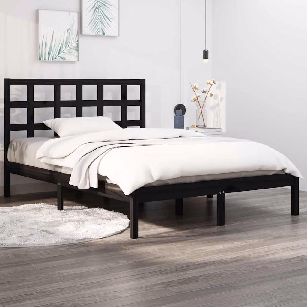 vidaXL Giroletto in Legno Massello di Pino Nero L: 140 cm, P: 190 cm – 1