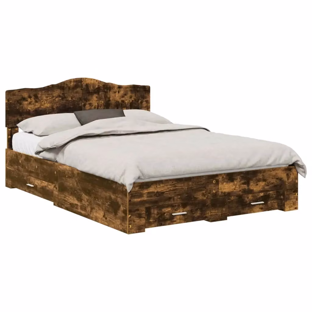 Struttura letto con cassetto vidaXL in legno Rovere fumé L/P/H: 140 x 190 x 90 cm – 2