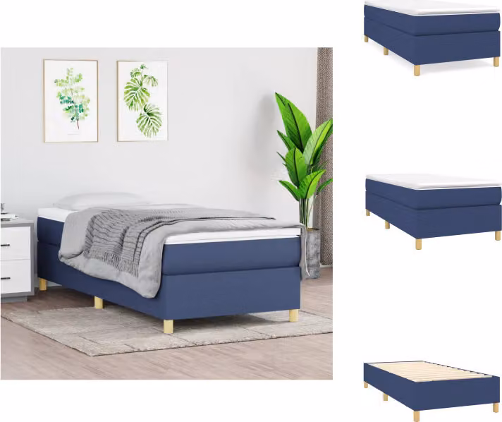 vidaXL Letto Boxspring blu 100x200 cm in tessuto - Letti e strutture letto