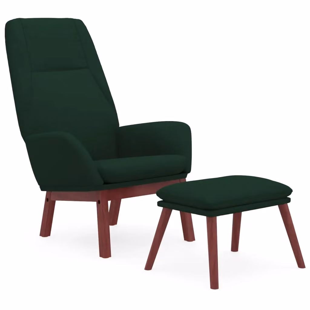 Poltrona Relax con Poggiapiedi vidaXL in Tessuto Verde con Struttura in Metallo e Legno – 2