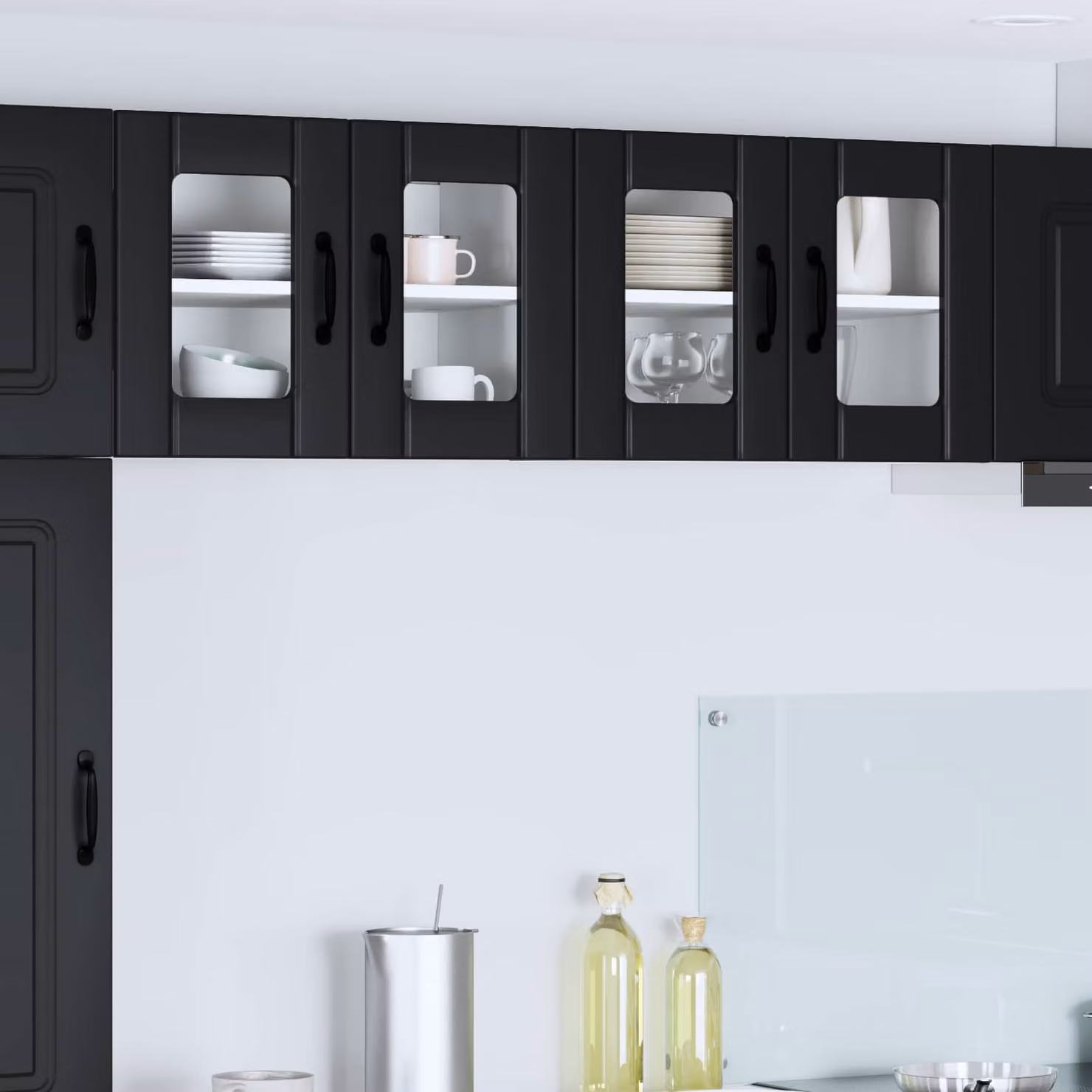 Mobile da parete LUCCA vidaXL in legno e vetro nero L 60 cm, P 31 cm, H 40 cm