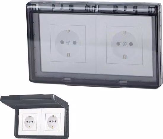Copri-presa doppio impermeabile, nero, set da 2 pezzi