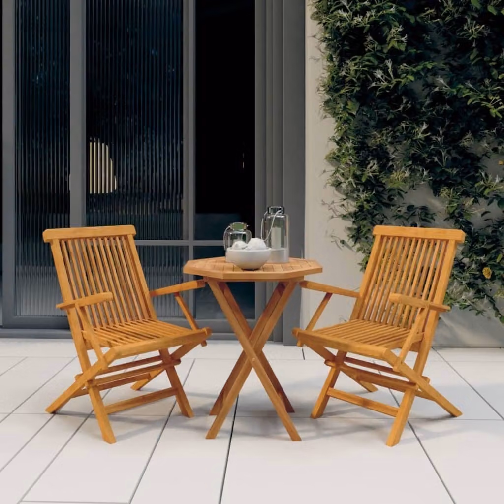 The Living Store Set da pranzo da giardino 3 pz. Set da pranzo da giardino in legno massiccio teak
