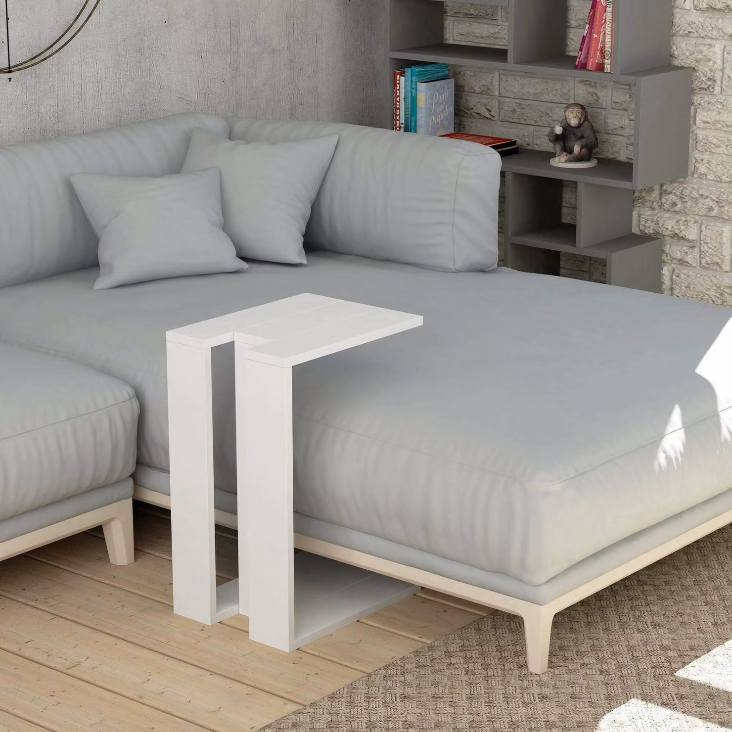 Dmora Tavolino da Salotto Orione 40x30x57h cm Bianco, Forma Rettangolare Materiale Piano in Legno Nobilitato