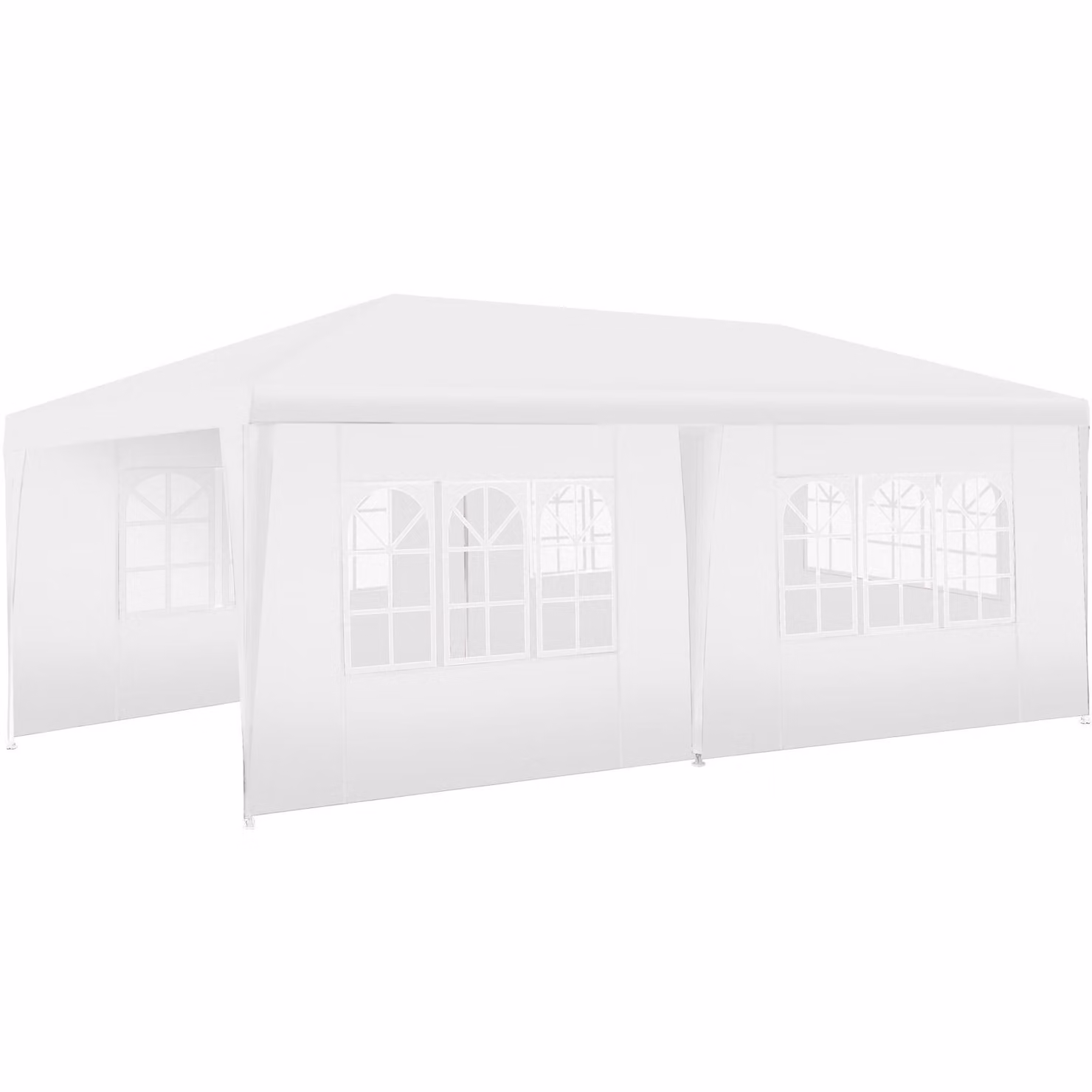 Padiglione Tectake Novara bianco con 5 pannelli laterali e finestre, impermeabile, L: 600 cm, P: 300 cm, H: 250 cm – 3