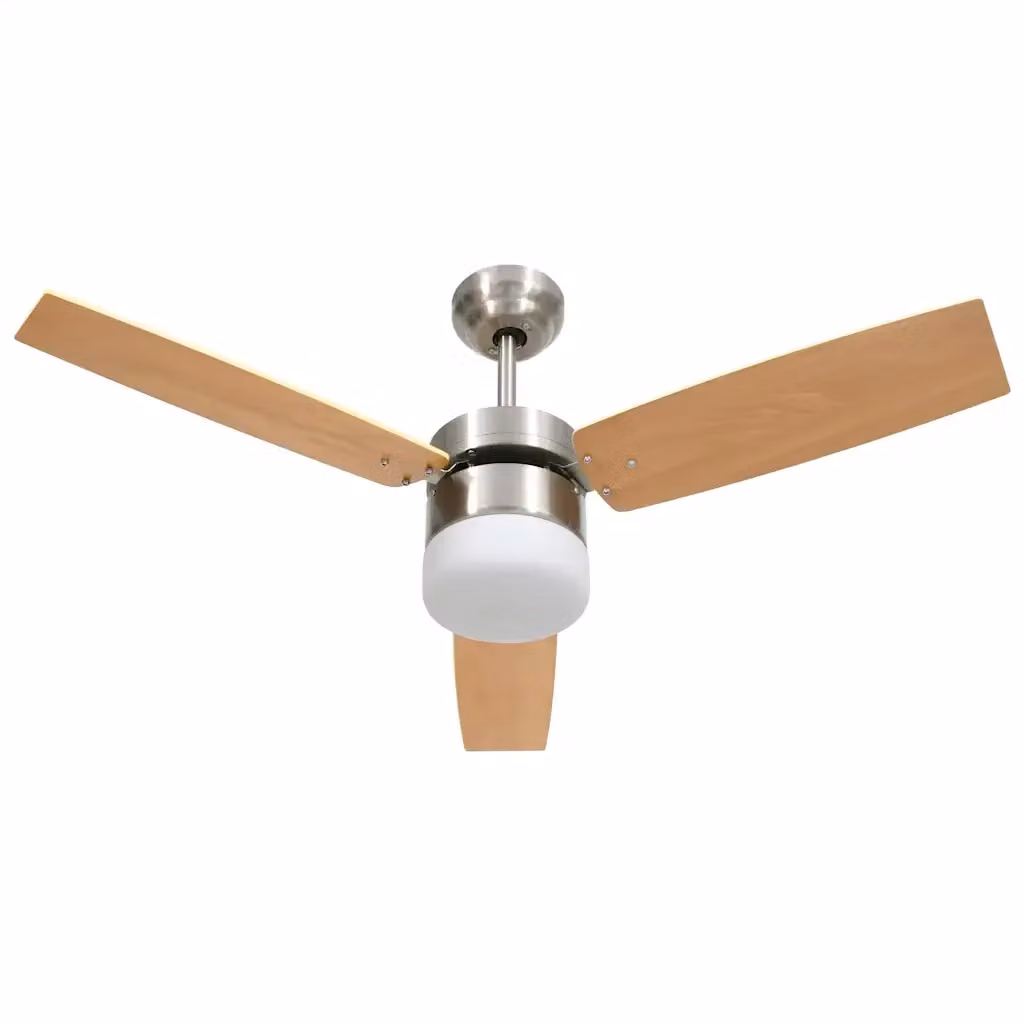 Ventilatore da soffitto con luce LED e telecomando vidaXL, Marrone, Diametro: 108 cm – 2