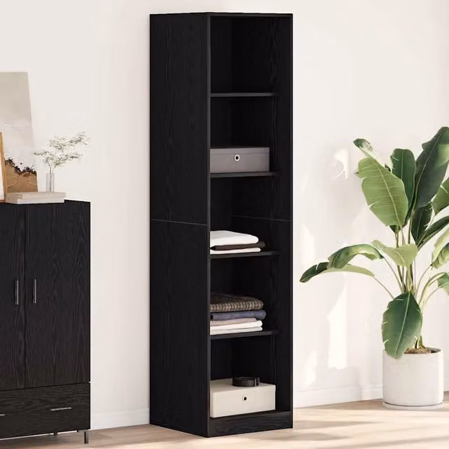 Guardaroba vidaXL in Rovere Nero con Ante a Battente e Ripiani Interni, L/P/H: 50 x 50 x 200 cm – 1