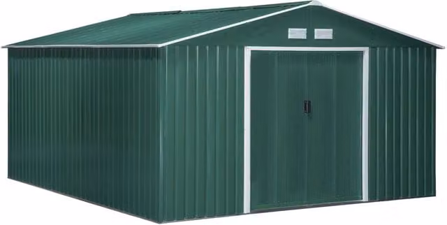 Casetta Box da Giardino in Lamiera 3,4x3,86x2 m Verde