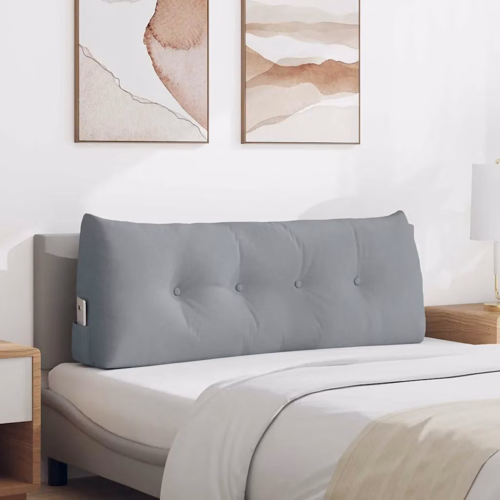 vidaXL Cuscino per Schiena Contornato a Cuneo Grigio con Rivestimento Lavabile L: 120 cm, P: 24 cm, H: 50 cm
