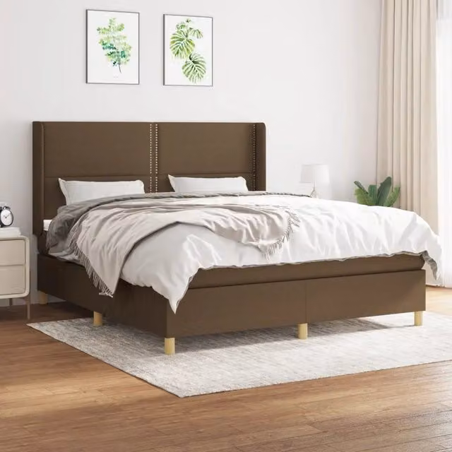 Giroletto a Molle con Materasso Marrone Scuro 180x200cm Tessuto 3131932