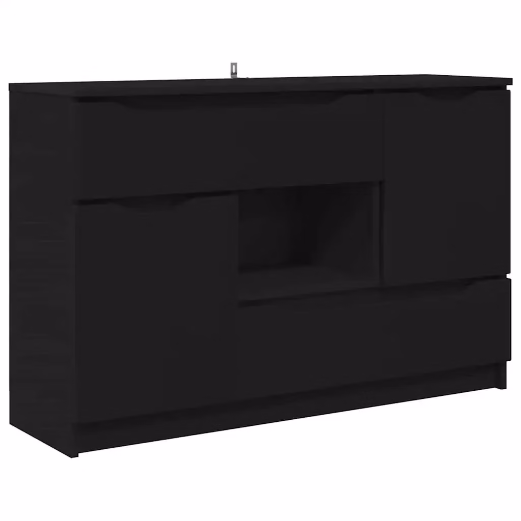 Credenza Buffet con Cassetto vidaXL Nero Moderno in Legno Multistrato L: 100 cm, P: 30 cm, H: 65,5 cm – 2