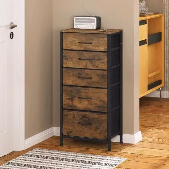 Cassettiera - Cassettiera - Cassettiera da camera - Credenza - 45 x 95 x 30 cm - Legno e tessuto
