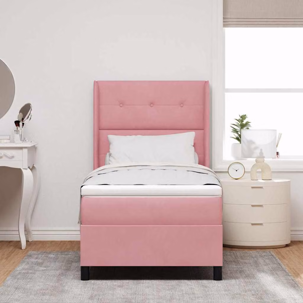 Maison Exclusive - Letto boxspring con testiera Rosa 90 x 200 cm in velluto
