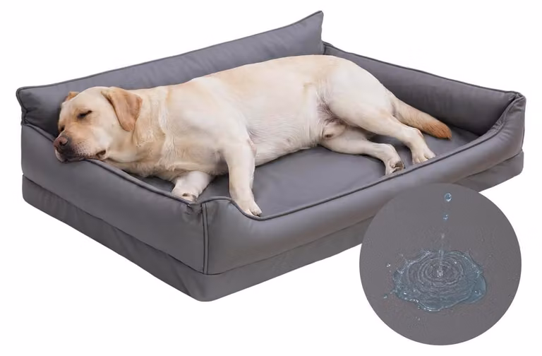 Cuccia ortopedica per cani, grigia, 91x68 cm, con rivestimento effetto pelle